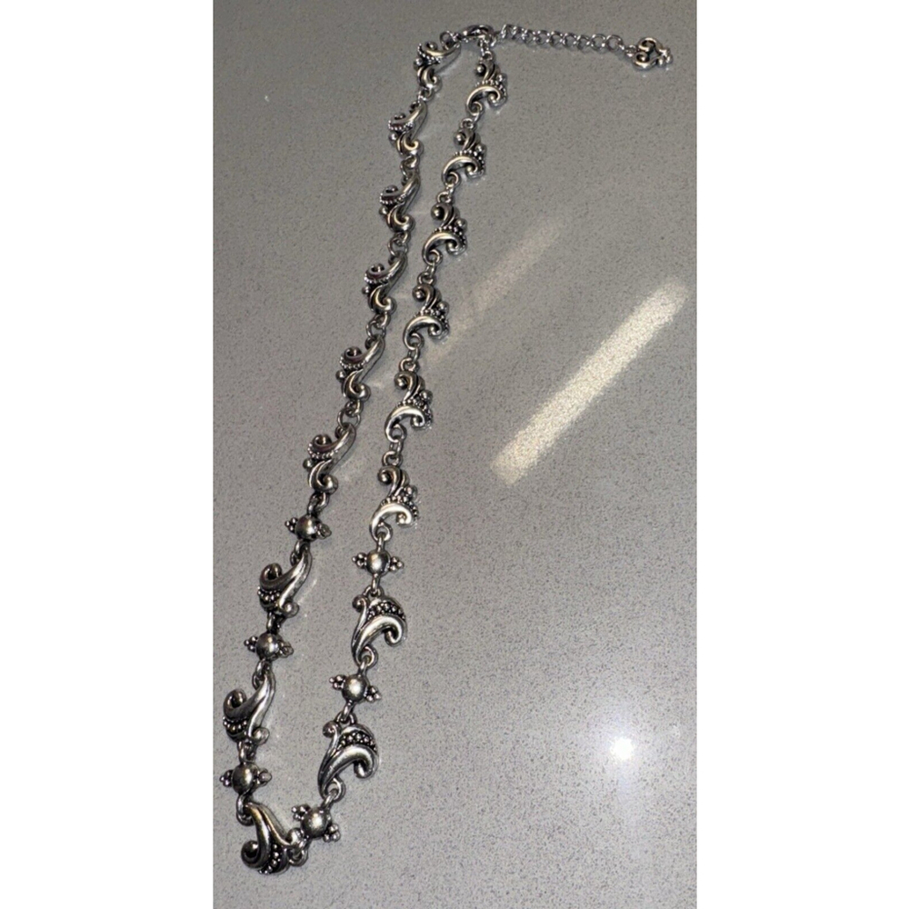 Vintage Brighton Necklace Silver Tone Flower 16"-18" - Picture 7 of 8